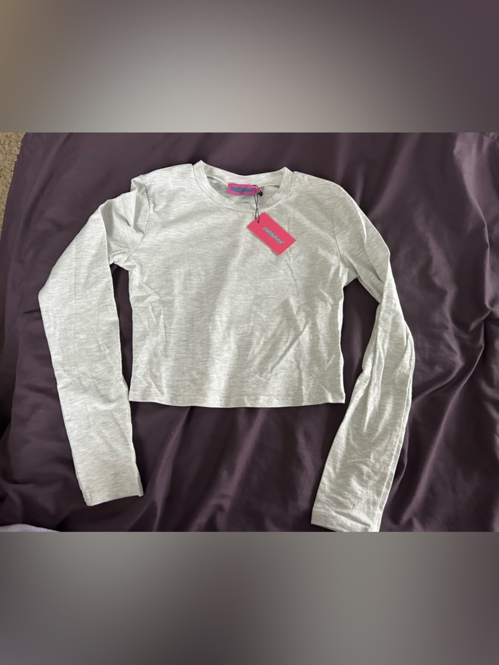 NWT Edikted Gray Melange Long Sleeve Crop Top, size small